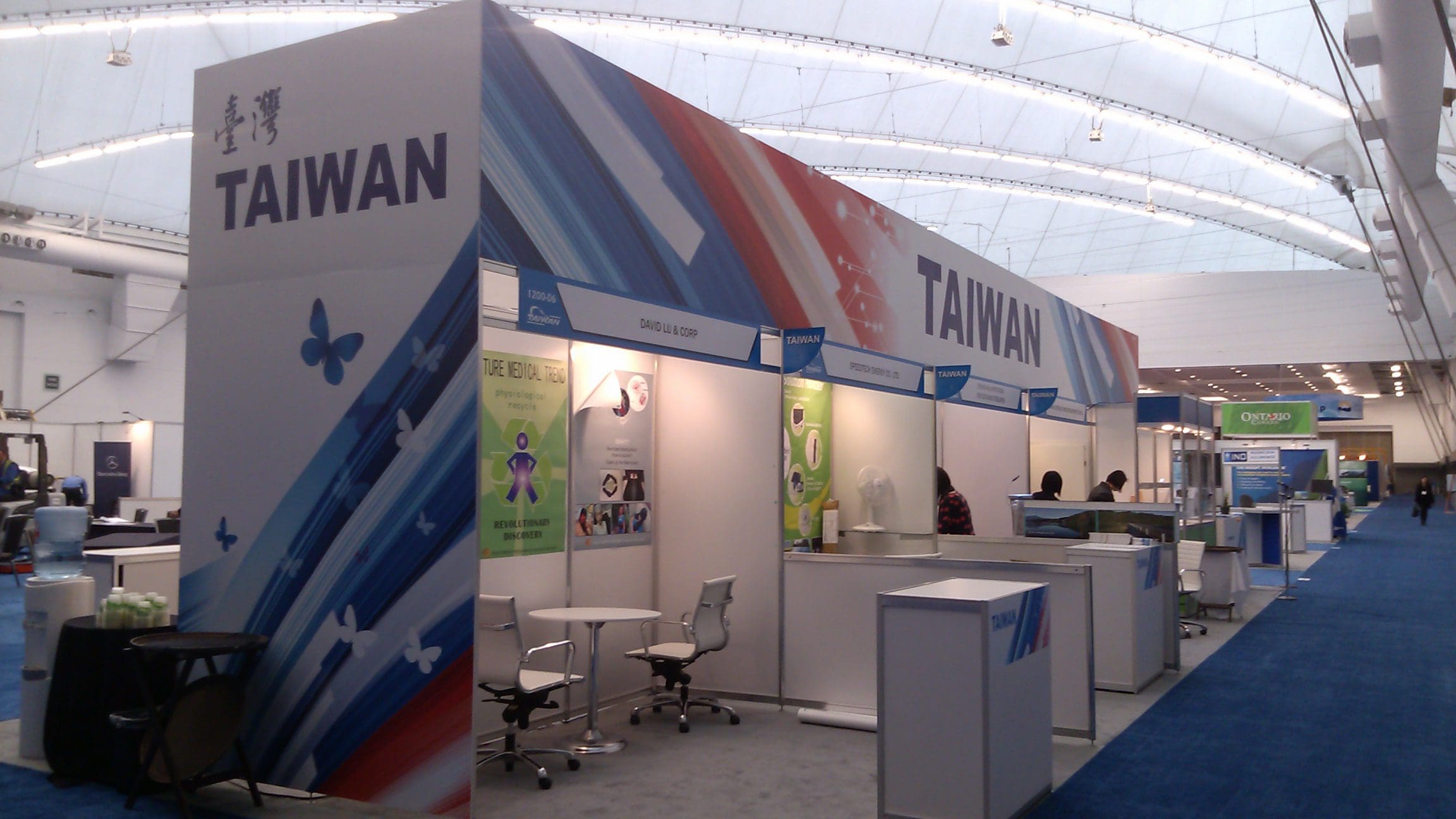 Octanorm system/custom exhibit 20′ x 50′ for Taiwan Pavilion @ Globe 2016, March 2-4, Vancouver Convention Centre – Design, fabricate, supply, install and dismantling of the exhibit.